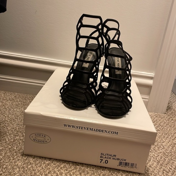 Steve Madden Black Caged Heels